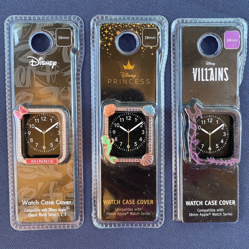 Disney 38mm Apple Watch face cover lot - Minnie - Little Mermaid - maleficent